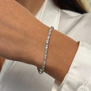 Rachel Koen 3.03Cttw Baguette Cut Diamond Tennis Bracelet 18K White Gold